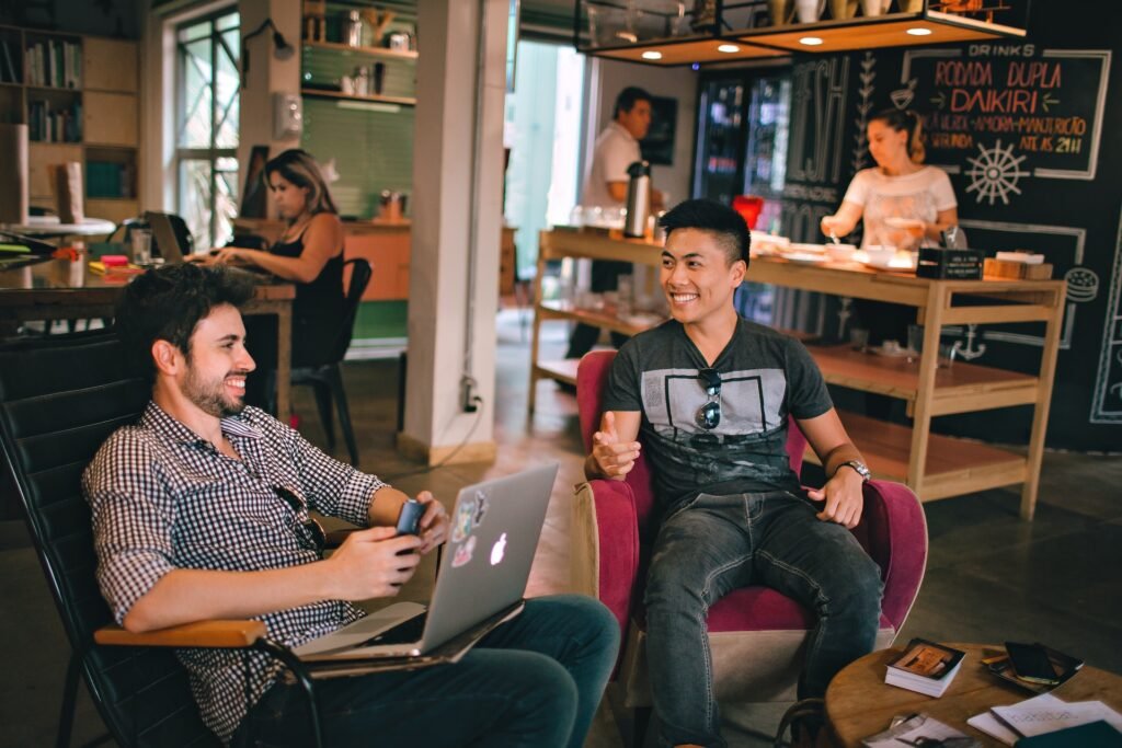 two people hanging out in a coliving space